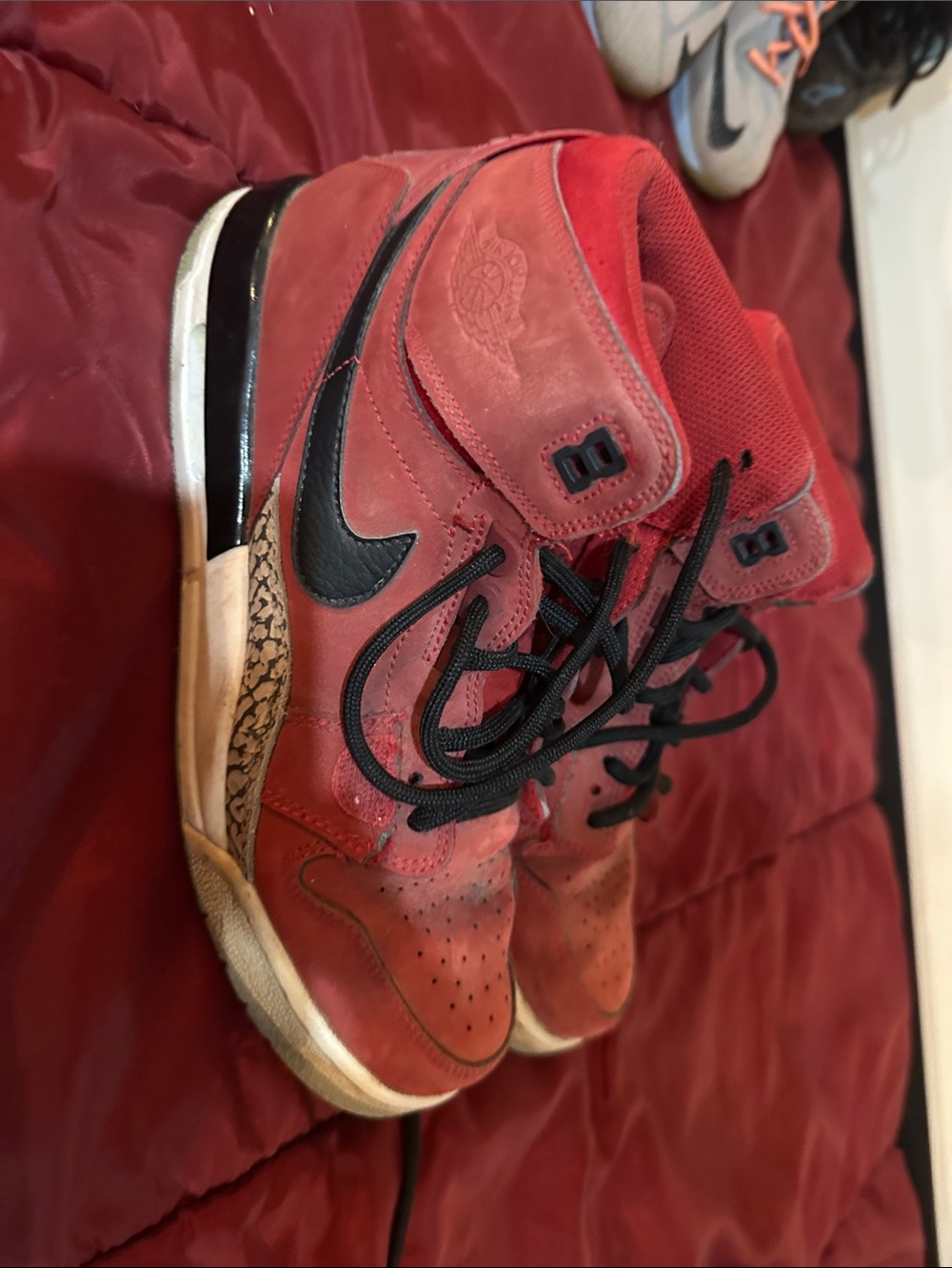 Red High-Top Sneakers with Black Laces
